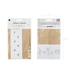 Adventi naptár tasakok, kézműves 8x6,5x21 cm S/24