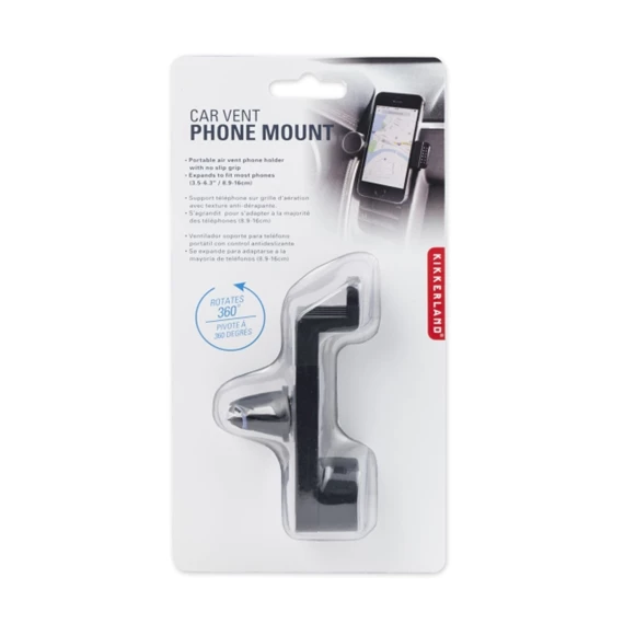 Telefontartó autóba, szellőzőrácsra szerelhető 10x2,8x20 cm