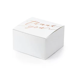 Ajándékdoboz Thank you felirattal 6x3,5x5,5 cm fehér,rosegold S/10
