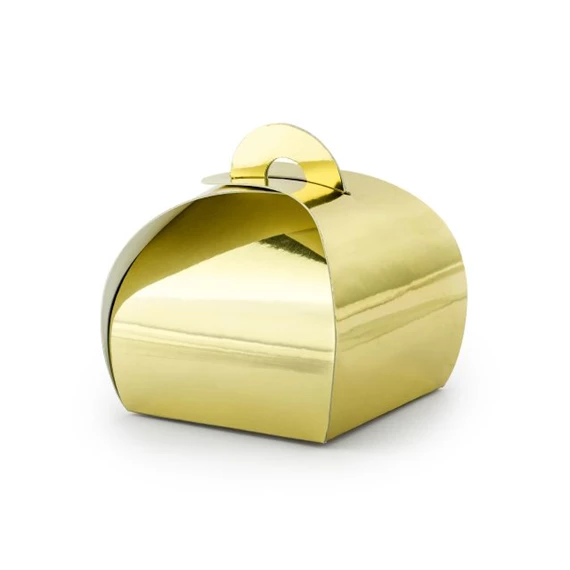 Ajándékdoboz papír 6x6x5,5 cm arany S/10