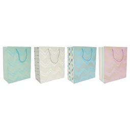 Ajándéktasak cikkcakk mintával 31x40x12 cm 4 féle