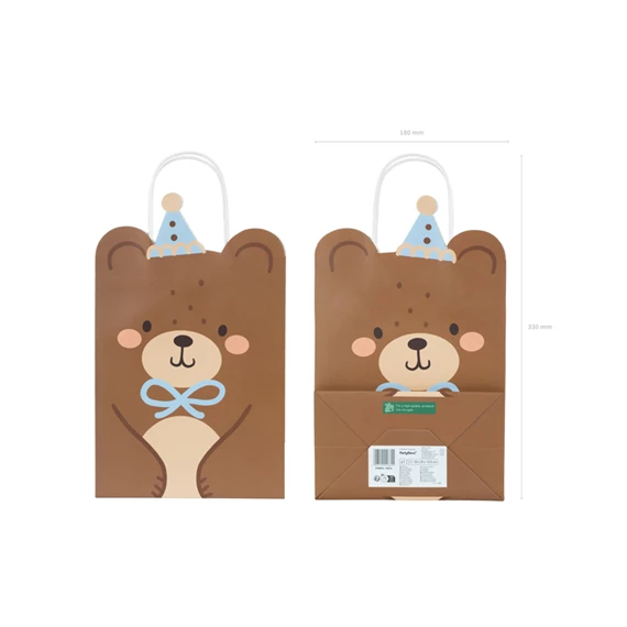 Ajándéktasak maci, vegyes, 18x29x10,5 cm