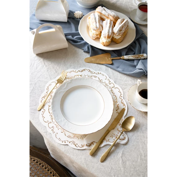 Alátétek arany díszítéssel, fehér, 35,5 cm S/6