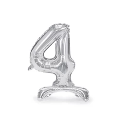 Álló lufi 4-es szám fólia 70 cm ezüst