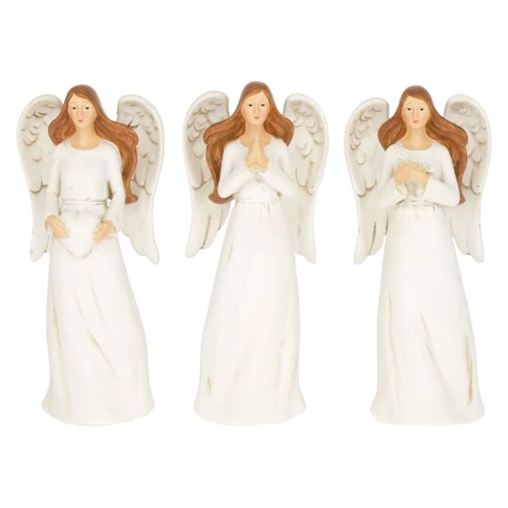 Angyal szívvel, imádkozó, madárral álló 5,5x4x12,3 cm 3 féle