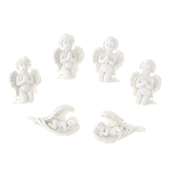 Angyal térdelő, fekvő, öntapadós 4,5x1,8,6,8 cm 6 féle 