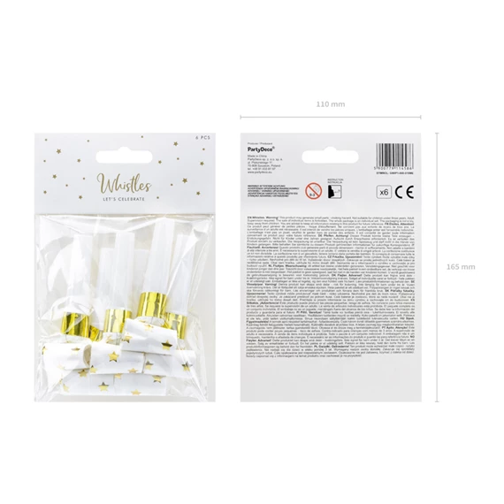 Anyósnyelv csillagos papír 12 cm fehér S/6