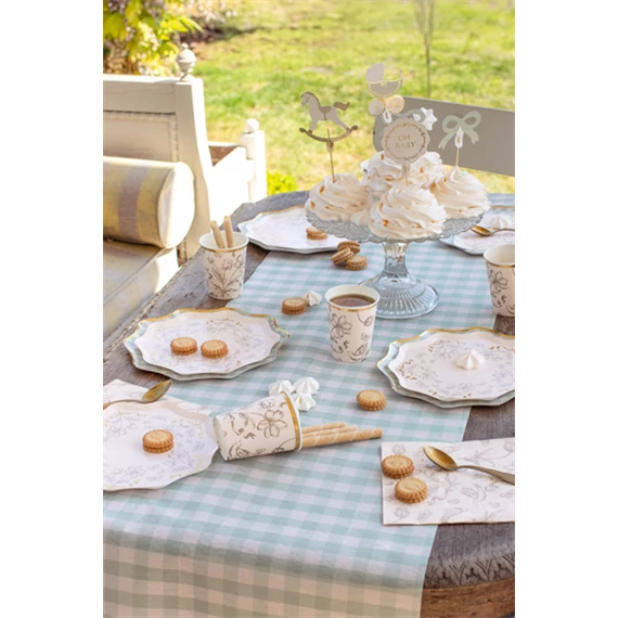 Asztali futó rács mintával, zsálya, 40x500 cm