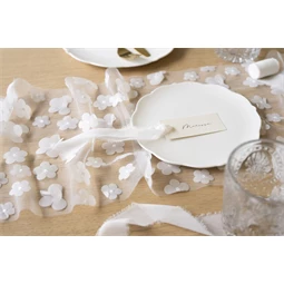 Asztali futó virágokkal fehér 26 x 500 cm