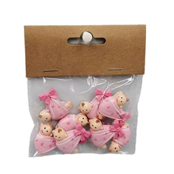 Baba takaróban, masnival öntapadós 2,9x2,9x0,8 cm S/6