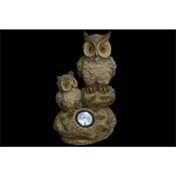 Szolár lámpa bagoly dekoráció, LED-es 25x20x41 cm