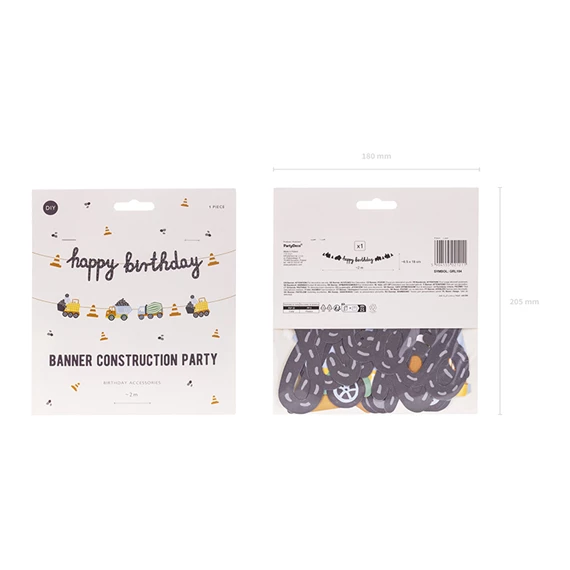 Banner boldog születésnapot építőjárművek 2 m