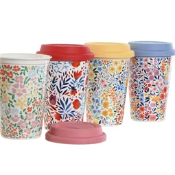 Bögre virágos 10x10x14 cm 400 ml 4 féle