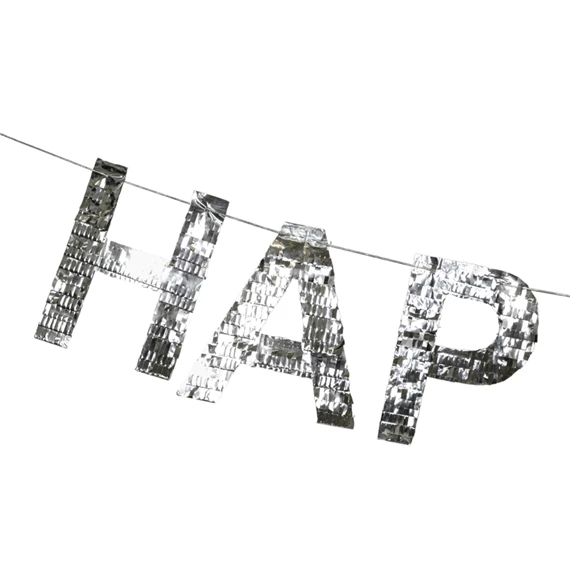 Banner Boldog születésnapot felirattal 2,2 m ezüst