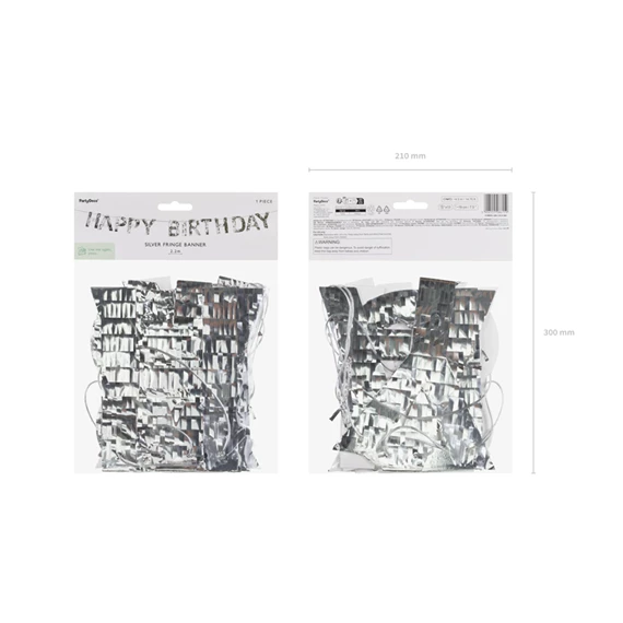 Banner Boldog születésnapot felirattal 2,2 m ezüst