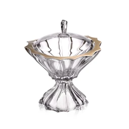 Cukorkatartó talpas PLANTICA arany szegéllyel 25,5 cm