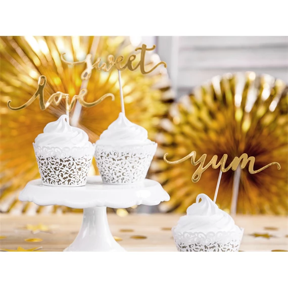 Cupcake dísz feliratok arany 13 cm S/6