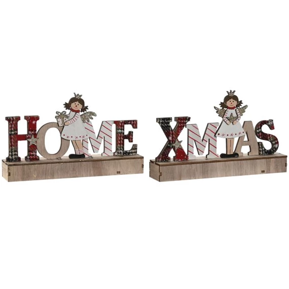 Dekoráció "Home" és "Xmas" felirat, LED-es 22x4,5x13 cm 2 féle