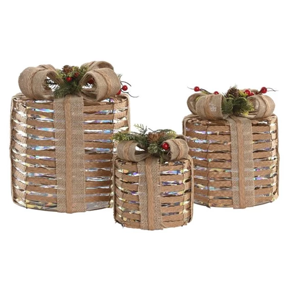 Dekoráció LED-es ajándékdoboz szett 25x25x30 cm S/3