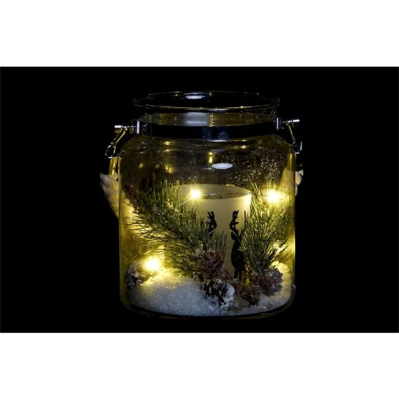 Dekoráció LED-es rénszarvas 14,5x14,5x17 cm