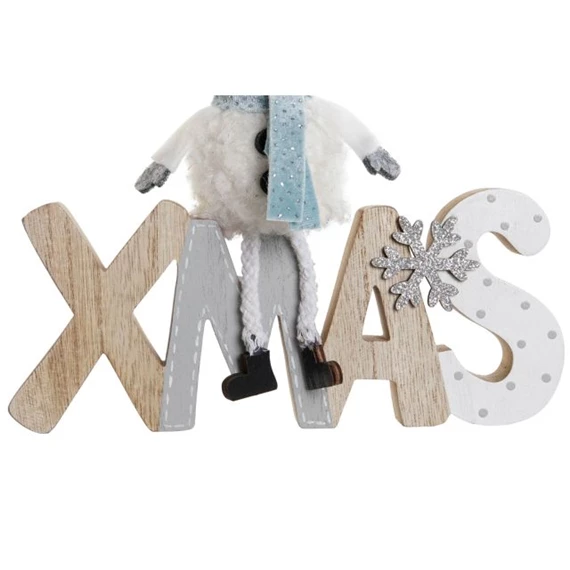 Dekoráció "XMAS" felirat 20x2x20 cm