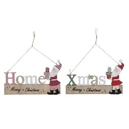 Dekoráció "Home" és "Xmas" felirat, akasztós 28x0,8x16 cm 2 féle
