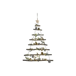 Dekoráció akasztós stilizált fenyő LED-es 58x6x80 cm