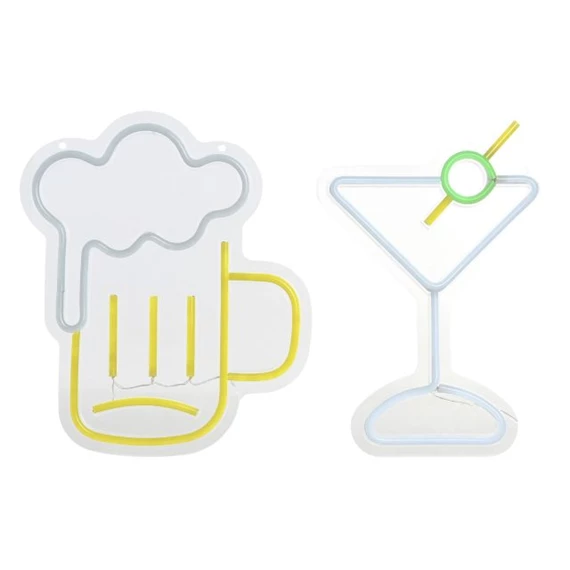 Dekoráció cocktail, sör LED-es 21x1,5x30 cm 2 féle