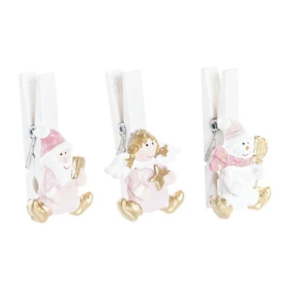 Dekoráció csipesz 3x1x5 cm 3 féle S/5