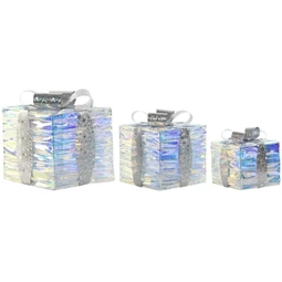 Dekoráció szett ajándékdoboz 20 LED-es 25x25x28 cm S/3