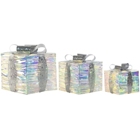 Dekoráció szett ajándékdoboz 20 LED-es 25x25x28 cm S/3