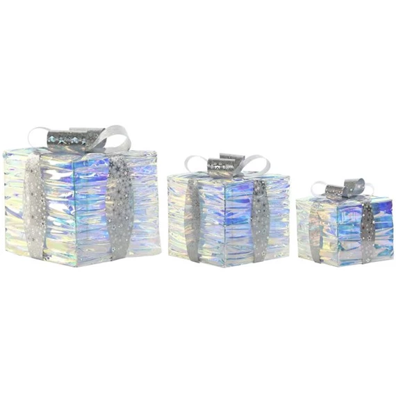 Dekoráció szett ajándékdoboz 20 LED-es 25x25x28 cm S/3