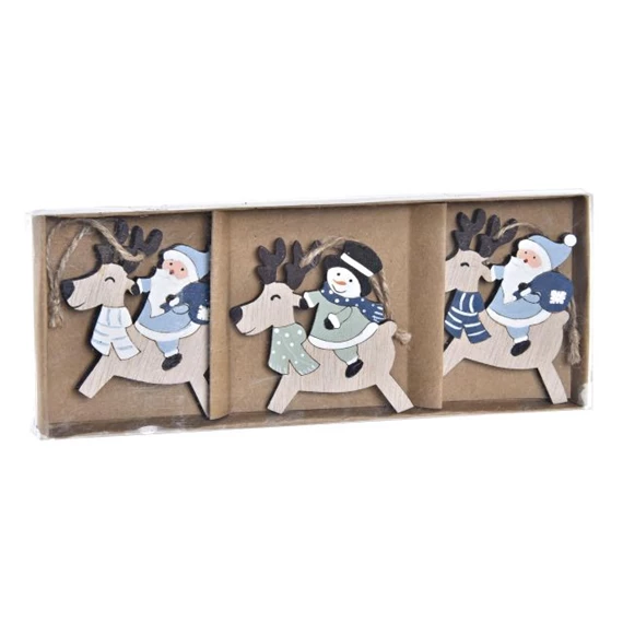 Dekoráció szett akasztós rénszarvas 21x8x1,5 cm S/3