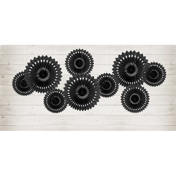 Dekorációs rozetták fekete 20-30 cm S/3