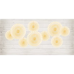 Dekorációs rozetták világos krém 20-30 cm S/3