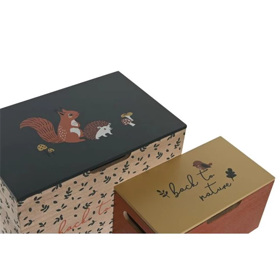 Doboz szett mókussal, sünivel 28x18x18 cm S/2