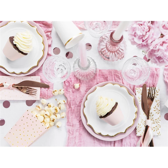 Dobozok popcornhoz pöttyös világos rózsaszín 7x7x12,5 cm S/6