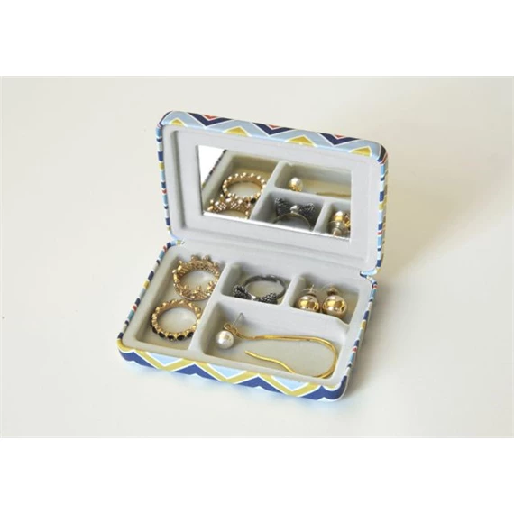 Ékszertartó doboz, hordozható, csíkos