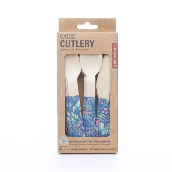 Eldobható evőeszköz készlet, virágos S/30