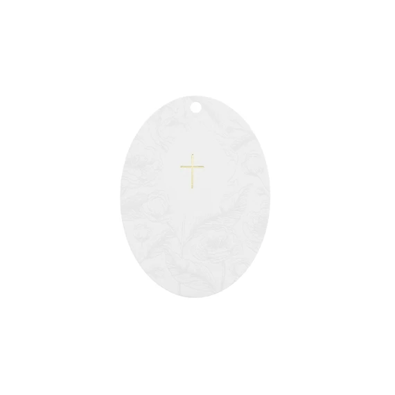 Elsőáldozási meghívók kereszttel, ágakkal és virágokkal, 11x14,8 cm, fehér S/10