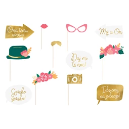 Esküvői fotó kellékek, mix 7x4 cm S/12