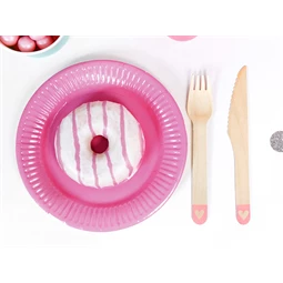 Fa evőeszköz szívek rózsaszín 16 cm