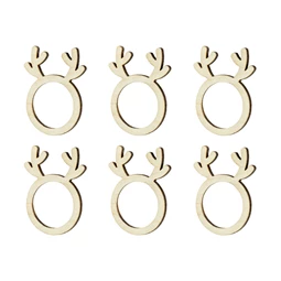 Fa szalvétagyűrűk agancs, természetes fa 6x7,5 cm S/6