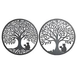 Fali dekoráció, életfa macskákkal 40x1x40 cm 2 féle