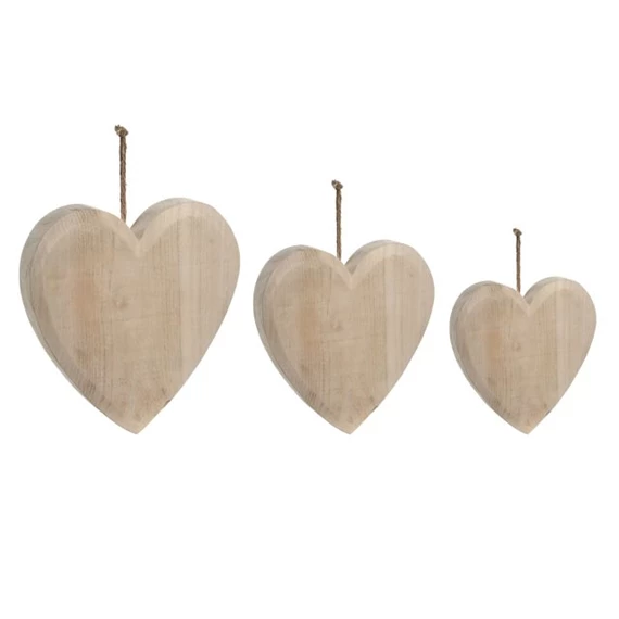 Fali dekoráció szív 30x5x30 cm S/3