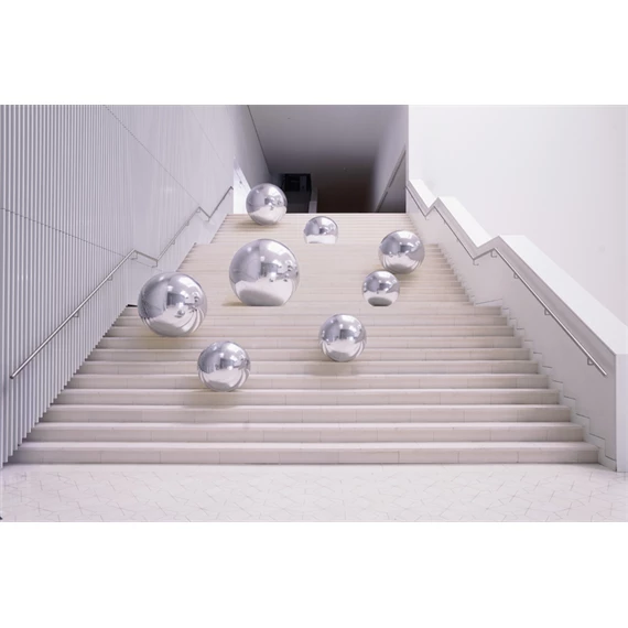 Felfújható tükörgömb, ezüst, kb. 90 cm