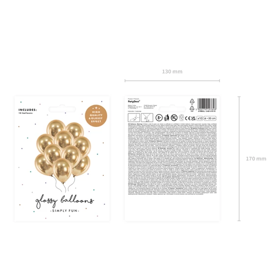 Fényes lufi 30 cm arany S/10