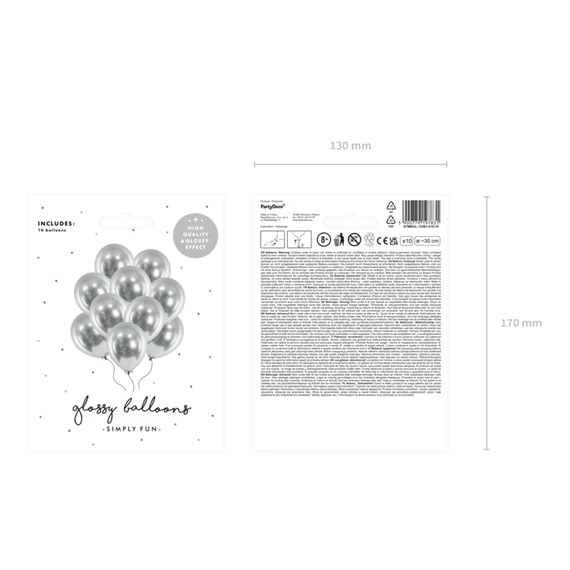 Fényes lufi 30 cm ezüst S/10