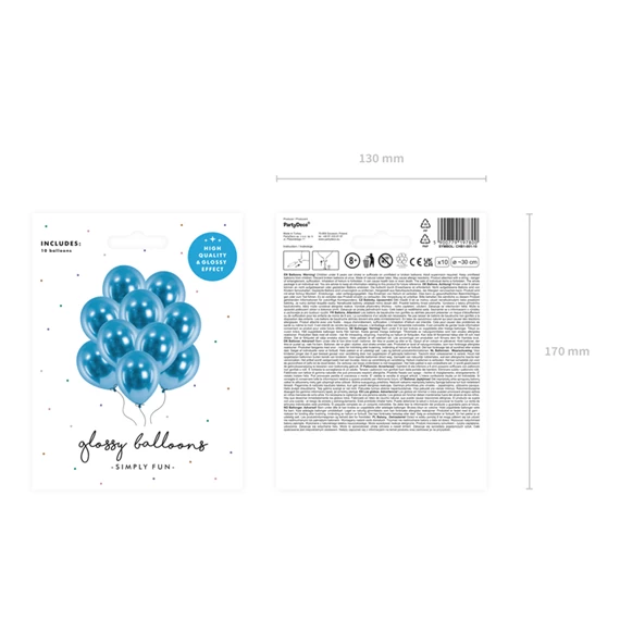 Fényes lufi 30 cm kék S/10