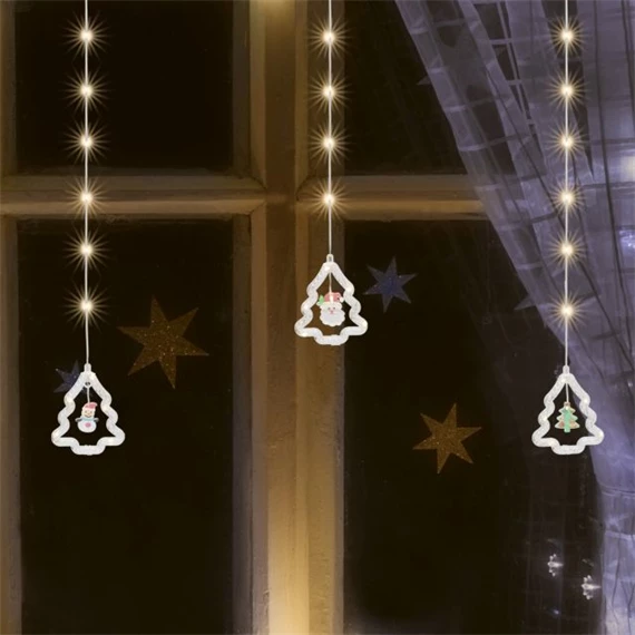 Fényfüggöny fenyőfa figurával 110 DOT LED-es, kültéri-beltéri, melegfehér 2,7 m